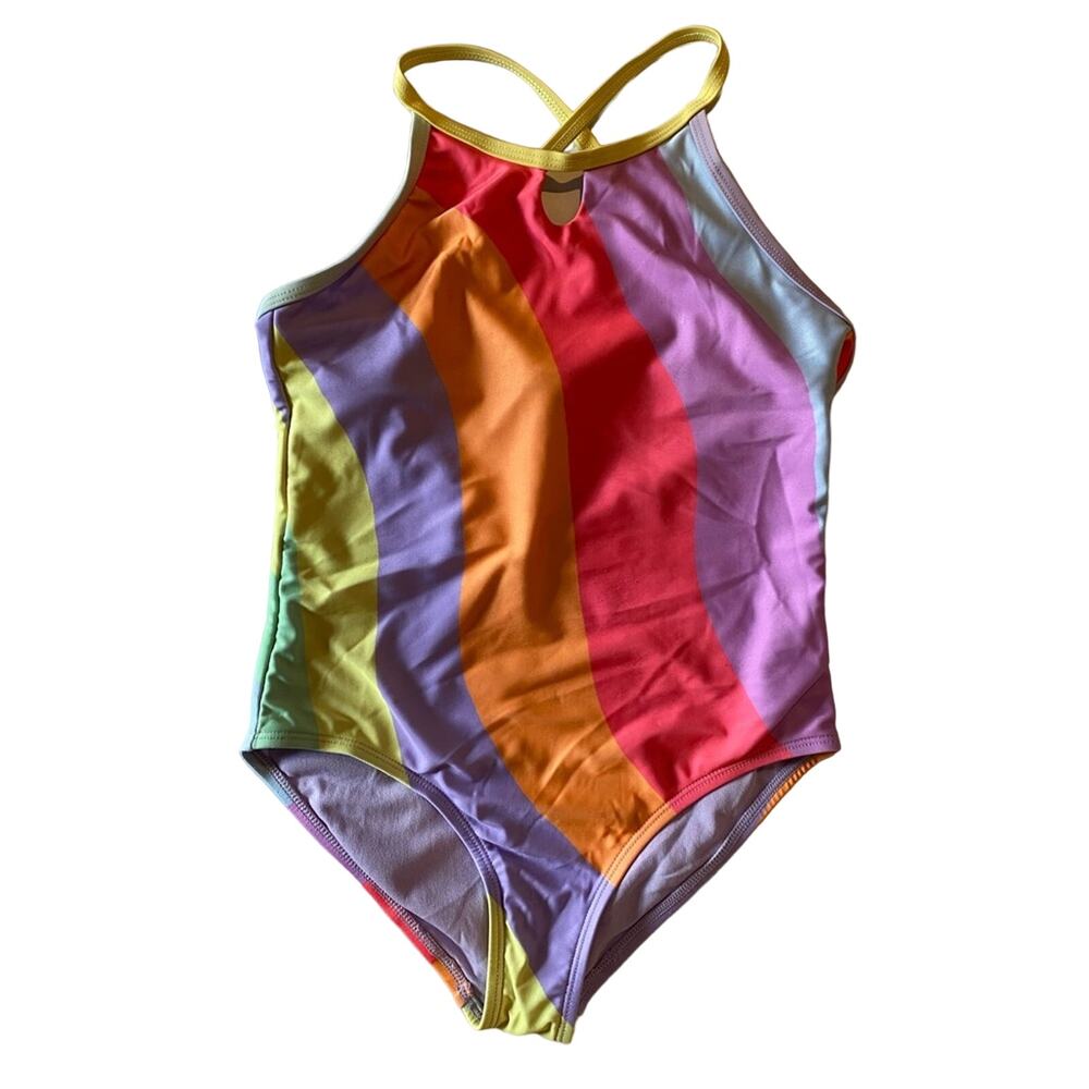 Wonder Nation Girls One piece Bathing suit Rainbow Size Medium (7-8)